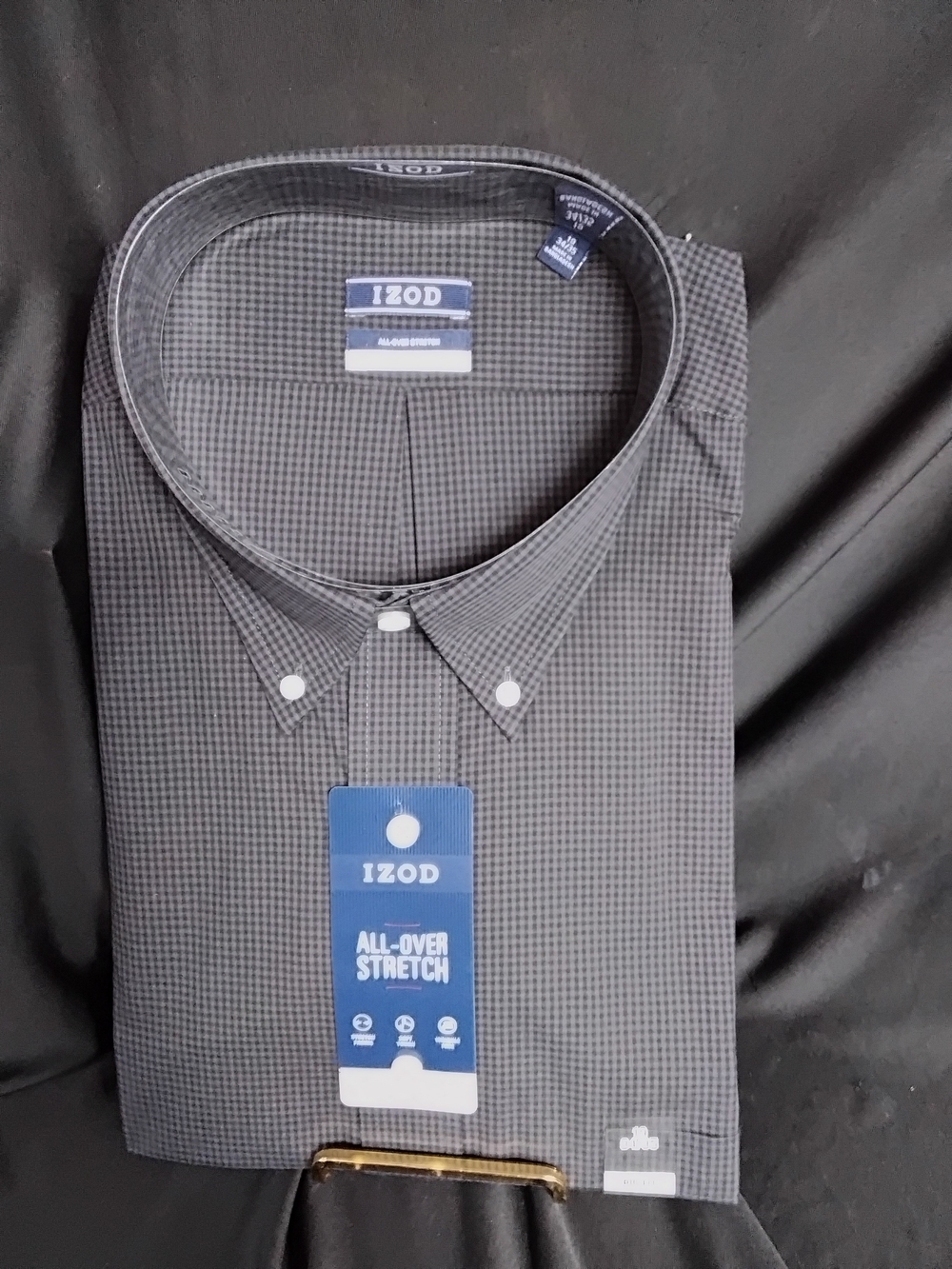 Izod Men’s Grey Micro-Check Button-Down Shirt